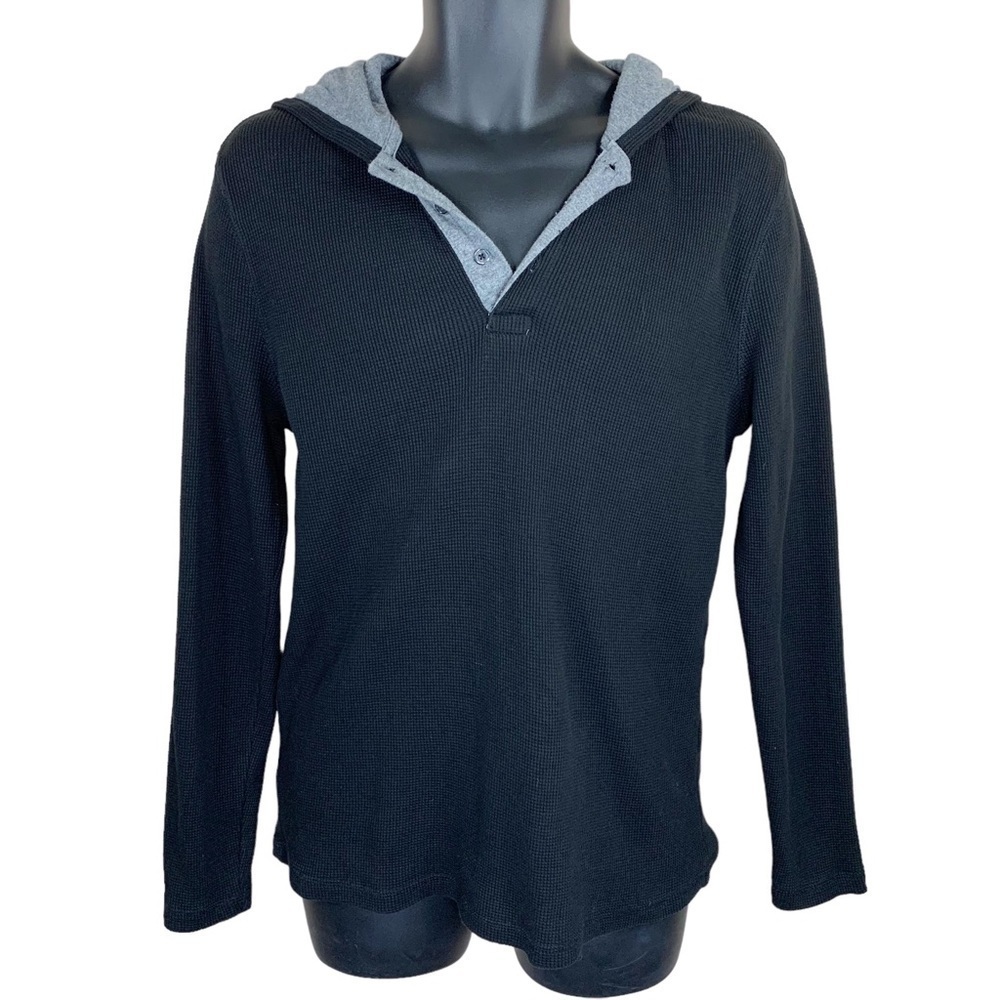 MICHAEL Michael Kors Black Grey Hooded Long Sleeve Hooded Stretch Large